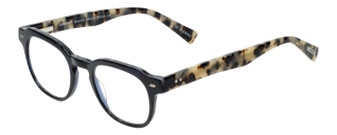 Profile View of Eyebobs Bench Mark Ladies Cateye Reading Glasses in Black Brown Tort Havana 46mm