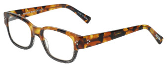 Profile View of Eyebobs Bossy Designer Bi-Focal Prescription Rx Eyeglasses in Tortoise Havana Brown Gold Black Unisex Square Full Rim Acetate 51 mm