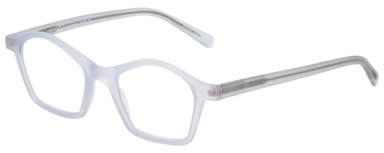 Profile View of Eyebobs Firecracker Designer Reading Eye Glasses with Custom Cut Powered Lenses in Matte Crystal Ladies Square Full Rim Acetate 47 mm