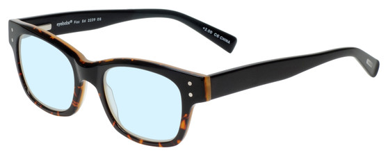 Profile View of Eyebobs Fizz Ed Designer Blue Light Blocking Eyeglasses in Tortoise Brown Gold Layer Crystal Unisex Square Full Rim Acetate 50 mm