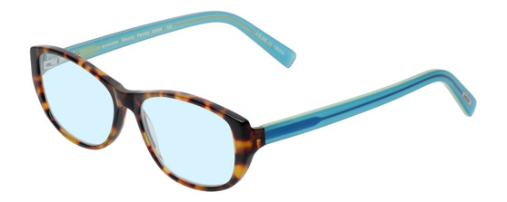 Profile View of Eyebobs Hanky Panky Designer Progressive Lens Blue Light Blocking Eyeglasses in Tortoise Brown Gold Crystal Blue Ladies Cateye Full Rim Acetate 52 mm