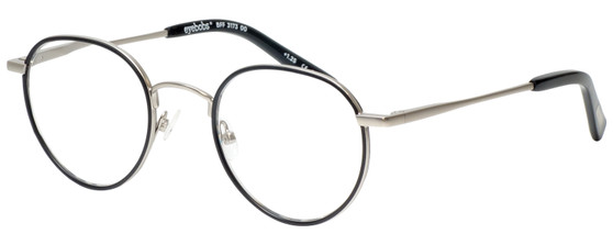 Profile View of Eyebobs BFF 3173-00 Unisex Oval Full Designer Reading Glasses Silver Black 46 mm