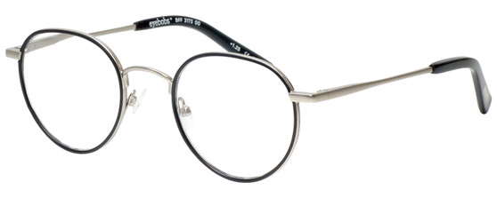 Profile View of Eyebobs BFF 3173-00 Designer Bi-Focal Prescription Rx Eyeglasses in Silver Black Unisex Oval Full Rim Metal 46 mm