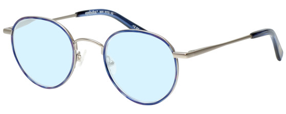 Profile View of Eyebobs BFF 3173-10 Designer Blue Light Blocking Eyeglasses in Blue Silver Unisex Oval Full Rim Metal 46 mm