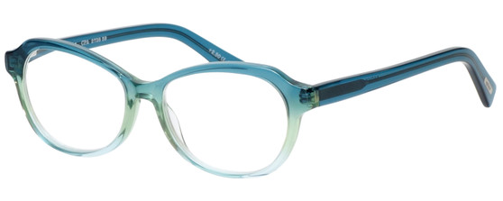 Profile View of Eyebobs CPA 2738-59 Designer Single Vision Prescription Rx Eyeglasses in Blue Green Crystal Fade Unisex Cateye Full Rim Acetate 51 mm