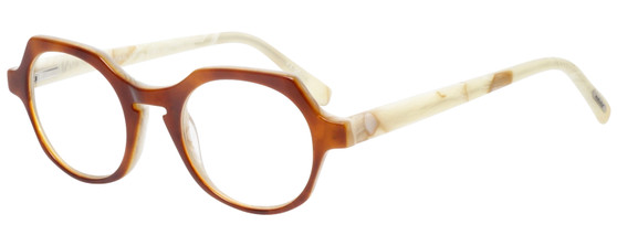 Profile View of Eyebobs Heda Letus 2744-06 Round Reading Glasses Tortoise Marble White Horn 47mm