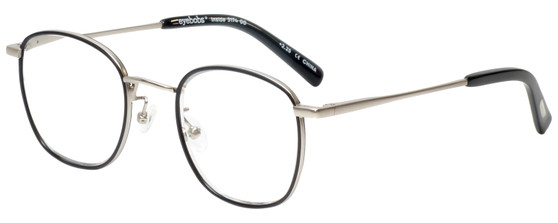 Profile View of Eyebobs Inside 3174-00 Unisex Square Designer Reading Glasses Black Silver 48 mm