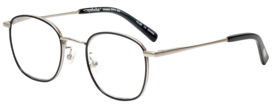 Profile View of Eyebobs Inside 3174-00 Designer Single Vision Prescription Rx Eyeglasses in Black Silver Unisex Square Full Rim Metal 48 mm