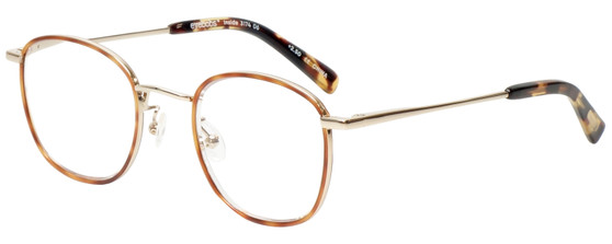 Profile View of Eyebobs Inside 3174-06 Designer Bi-Focal Prescription Rx Eyeglasses in Orange Tortoise Havana Gold Unisex Square Full Rim Metal 48 mm