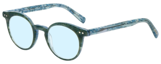 Profile View of Eyebobs Reva 2747-10 Designer Progressive Lens Blue Light Blocking Eyeglasses in Green Blue Marble Unisex Cateye Full Rim Acetate 45 mm