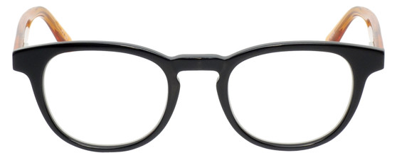 Front View of Eyebobs Take A Stand 2600-77 Designer Reading Glasses Black Orange Crystal 47 mm