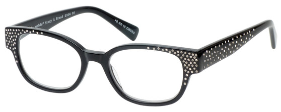 Profile View of Eyebobs Study A Broad 2506-00 Ladies Cateye Reading Glasses Black Crystals 49 mm