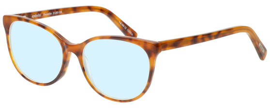 Profile View of Eyebobs Sweetie 3150-06 Designer Blue Light Blocking Eyeglasses in Orange Tortoise Havana Unisex Cateye Full Rim Acetate 54 mm