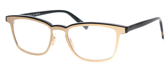 Profile View of Eyebobs Win Win Designer Reading Eye Glasses with Custom Cut Powered Lenses in Gold Black Unisex Classic Full Rim Metal 51 mm