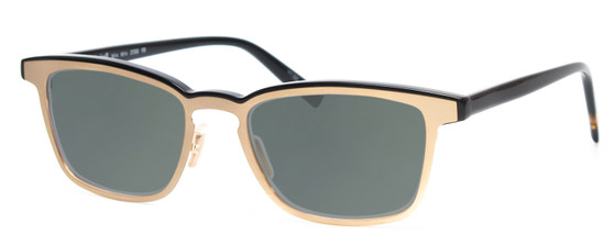 Profile View of Eyebobs Win Win Designer Polarized Sunglasses with Custom Cut Smoke Grey Lenses in Gold Black Unisex Classic Full Rim Metal 51 mm
