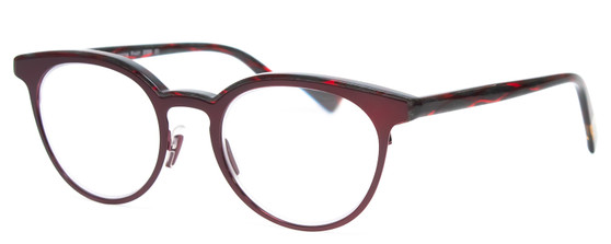 Profile View of Eyebobs Low Hanging Fruit Designer Reading Glasses Red Grey Glitter Marble 50 mm