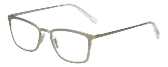 Profile View of Eyebobs Jack Dandy Designer Progressive Lens Prescription Rx Eyeglasses in Gun Metal Silver Crystal Unisex Square Full Rim Metal 51 mm