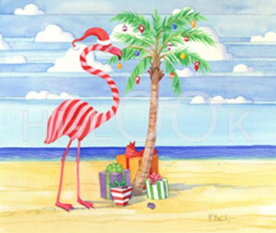Holiday Christmas Theme Cleaning Cloth, Decorating Flamingo