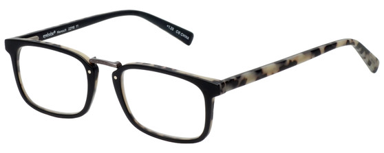 Profile View of Eyebobs Mensch Designer Reading Eye Glasses with Custom Cut Powered Lenses in Matte Black Marble Tortoise Havana Grey Unisex Square Full Rim Acetate 52 mm