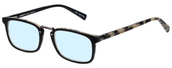 Profile View of Eyebobs Mensch Designer Blue Light Blocking Eyeglasses in Matte Black Marble Tortoise Havana Grey Unisex Square Full Rim Acetate 52 mm