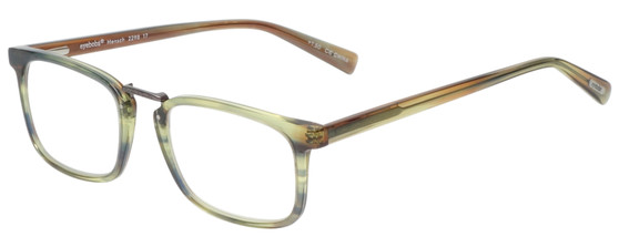 Profile View of Eyebobs Mensch Designer Single Vision Prescription Rx Eyeglasses in Green Amber Brown Crystal Marble Unisex Square Full Rim Acetate 52 mm