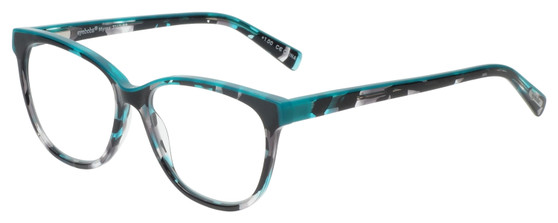 Profile View of Eyebobs Myrna Designer Bi-Focal Prescription Rx Eyeglasses in Black Turquoise Blue Marble Tortoise Havana Grey Ladies Cateye Full Rim Acetate 54 mm