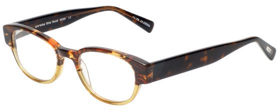 Profile View of Eyebobs Rita Book Designer Progressive Lens Prescription Rx Eyeglasses in Light Tortoise Havana Brown Gold Crystal Ladies Round Full Rim Acetate 47 mm