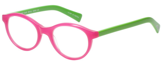 Profile View of Eyebobs Soft Kitty Designer Single Vision Prescription Rx Eyeglasses in Pink Crystal Green Ladies Cateye Full Rim Acetate 48 mm