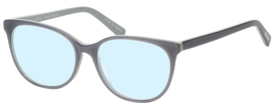 Profile View of Eyebobs Sweetie Designer Blue Light Blocking Eyeglasses in Silver Grey Ladies Cateye Full Rim Acetate 54 mm