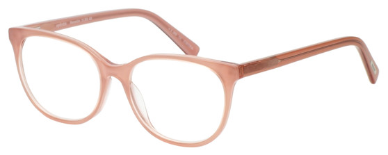 Profile View of Eyebobs Sweetie Designer Progressive Lens Prescription Rx Eyeglasses in Pink Crystal Blush Ladies Cateye Full Rim Acetate 54 mm