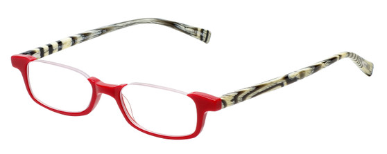 Profile View of Eyebobs What Inheritance Semi-Rimless Reading Glasses Red Zebra Black White 47mm