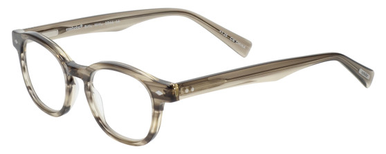 Profile View of Eyebobs Bitty Witty Ladies Round Reading Glasses Amber Brown Crystal Marble 42mm
