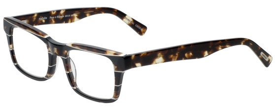 Profile View of Eyebobs Fare N Square Designer Progressive Lens Prescription Rx Eyeglasses in Brown Tortoise Marble White Stripe Unisex Square Full Rim Acetate 51 mm