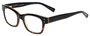 Profile View of Eyebobs Fizz Ed Designer Reading Eye Glasses with Custom Cut Powered Lenses in Tortoise Brown Gold Layer Crystal Unisex Square Full Rim Acetate 50 mm