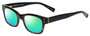 Profile View of Eyebobs Fizz Ed Designer Polarized Reading Sunglasses with Custom Cut Powered Green Mirror Lenses in Tortoise Brown Gold Layer Crystal Unisex Square Full Rim Acetate 50 mm