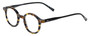 Profile View of Eyebobs Frizz Bee Designer Single Vision Prescription Rx Eyeglasses in Brown Gold Tortoise Crystal Ivory White Stripe Ladies Round Full Rim Acetate 39 mm