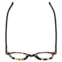 Top View of Eyebobs Frizz Bee Designer Reading Eye Glasses with Single Vision Prescription Rx Lenses in Brown Gold Tortoise Crystal Ivory White Stripe Ladies Round Full Rim Acetate 39 mm