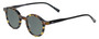 Profile View of Eyebobs Frizz Bee Designer Polarized Sunglasses with Custom Cut Smoke Grey Lenses in Brown Gold Tortoise Crystal Ivory White Stripe Ladies Round Full Rim Acetate 39 mm