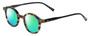 Profile View of Eyebobs Frizz Bee Designer Polarized Reading Sunglasses with Custom Cut Powered Green Mirror Lenses in Brown Gold Tortoise Crystal Ivory White Stripe Ladies Round Full Rim Acetate 39 mm