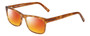 Profile View of Eyebobs Full Zip Designer Polarized Sunglasses with Custom Cut Red Mirror Lenses in Light Brown Gold Tortoise Crystal Unisex Square Full Rim Acetate 57 mm