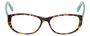 Front View of Eyebobs Hanky Panky Designer Reading Eye Glasses with Custom Left and Right Powered Lenses in Tortoise Brown Gold Crystal Blue Ladies Cateye Full Rim Acetate 52 mm
