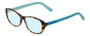 Profile View of Eyebobs Hanky Panky Designer Blue Light Blocking Eyeglasses in Tortoise Brown Gold Crystal Blue Ladies Cateye Full Rim Acetate 52 mm