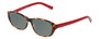 Profile View of Eyebobs Hanky Panky Designer Polarized Sunglasses with Custom Cut Smoke Grey Lenses in Tortoise Brown Gold Crystal Red Ladies Cateye Full Rim Acetate 52 mm