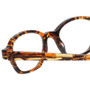 Close Up View of Eyebobs Haute Flash Designer Reading Eye Glasses with Custom Left and Right Powered Lenses in Tortoise Brown Gold Orange Crystal Ladies Square Full Rim Acetate 46 mm