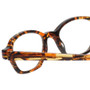 Close Up View of Eyebobs Haute Flash Designer Reading Eye Glasses with Prescription Bi-Focal Rx Lenses in Tortoise Brown Gold Orange Crystal Ladies Square Full Rim Acetate 46 mm