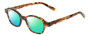 Profile View of Eyebobs Haute Flash Designer Polarized Reading Sunglasses with Custom Cut Powered Green Mirror Lenses in Tortoise Brown Gold Orange Crystal Ladies Square Full Rim Acetate 46 mm