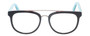 Front View of Eyebobs Wedge Designer Reading Eye Glasses with Prescription Bi-Focal Rx Lenses in Black Silver Powder Baby Blue Unisex Round Full Rim Acetate 52 mm