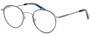 Profile View of Eyebobs BFF 3173-10 Designer Bi-Focal Prescription Rx Eyeglasses in Blue Silver Unisex Oval Full Rim Metal 46 mm