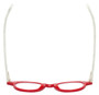 Top View of Eyebobs Cabaret 2296-01 Designer Progressive Lens Prescription Rx Eyeglasses in Red White Crystal Marble Ladies Round Full Rim Acetate 40 mm