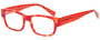 Profile View of Eyebobs Dot Com 2883-46 Designer Reading Eye Glasses with Custom Cut Powered Lenses in Red Orange Tortoise Havana Ladies Rectangle Full Rim Acetate 47 mm